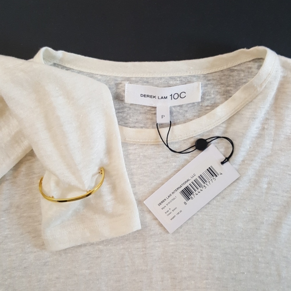 LAST CHANCE! CLOSET CLOSING! Derek Lam 10C bracelet cuff long sleeve linen tee - Picture 4 of 7